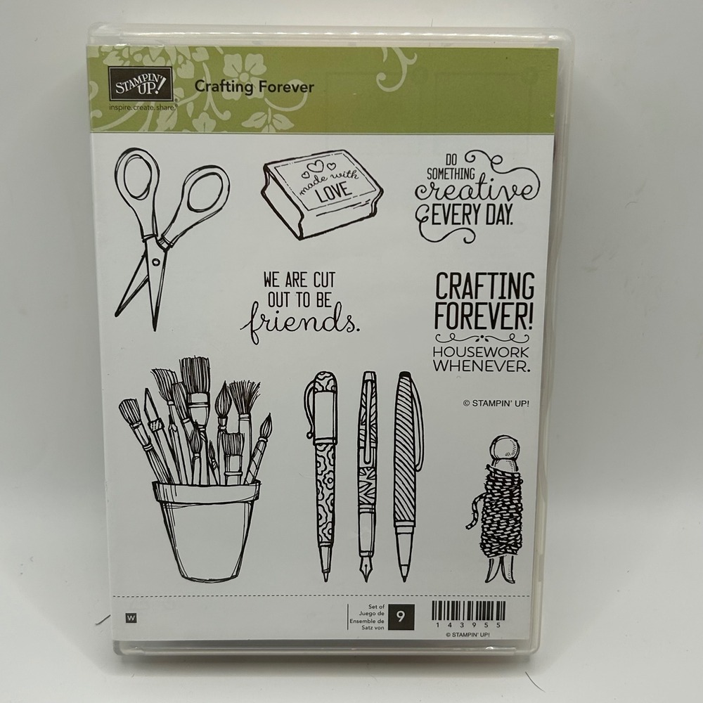 Stampin Up Crafting Forever Wood Mount Rubber Stamp Set 143955 9 Pieces